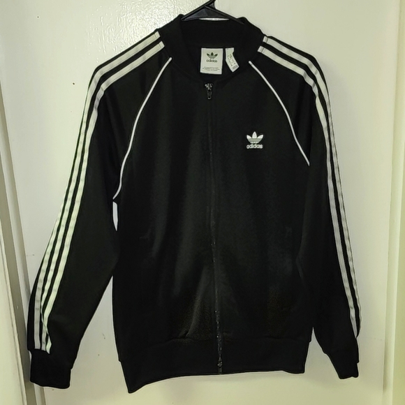 [SOLD]Mens Adidas Long Sleeve Jogger Black Sweatshirt Zip Up Closure - Picture 2 of 6